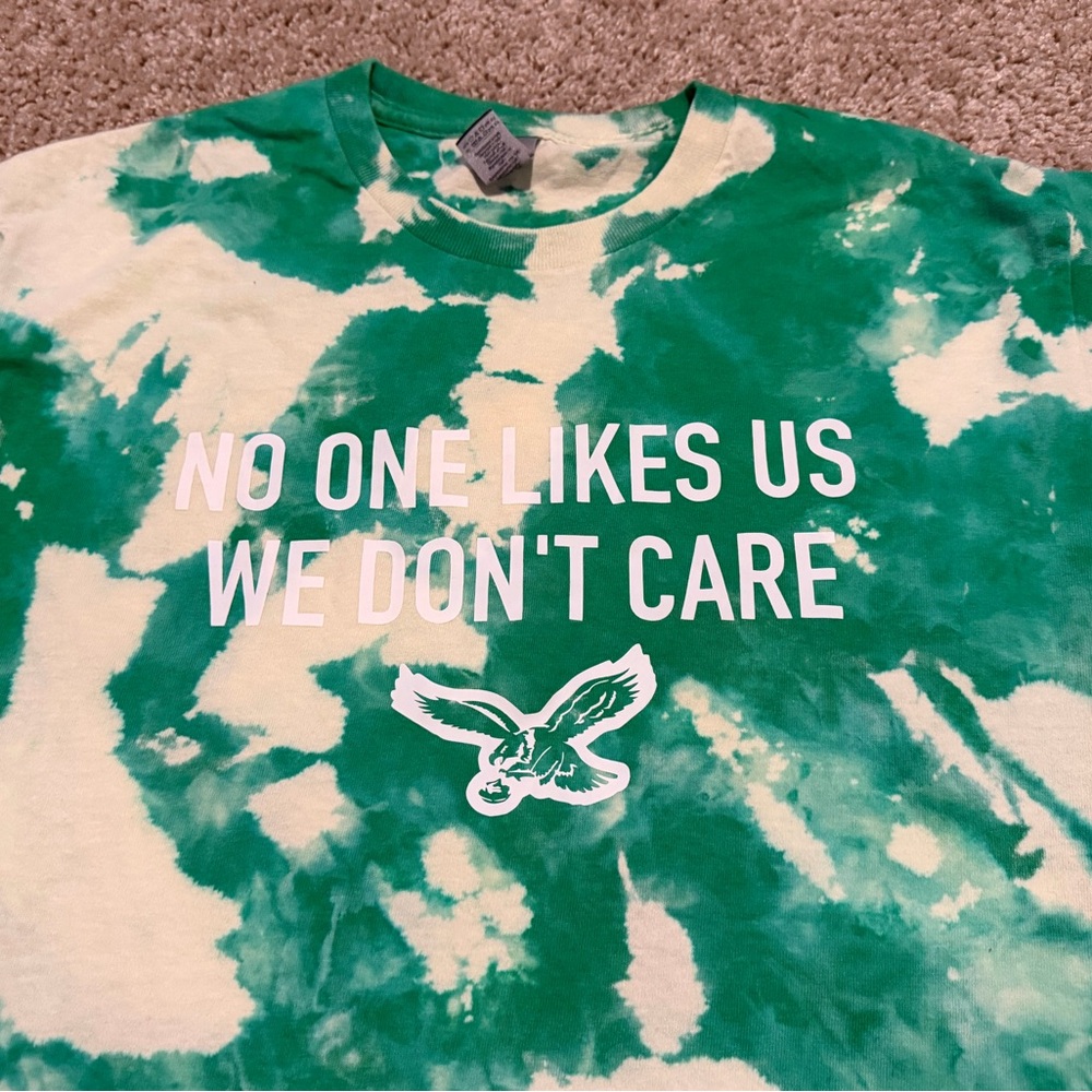 Philadelphia Eagles Tie Dye “No One Likes Us” Bleached Tie Dye Tee Size M - Picture 2 of 4